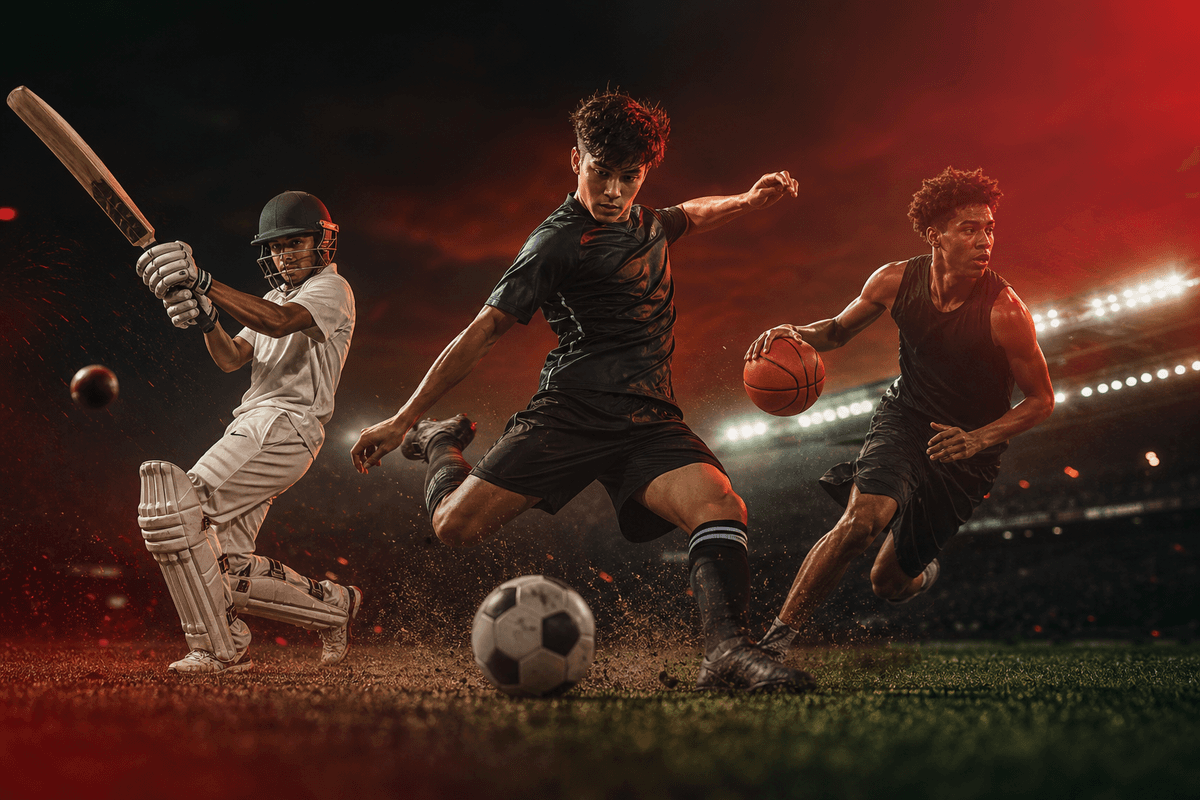 Athletes training and competing \u2014 football, cricket and basketball talent ready to be discovered on ScoutUp